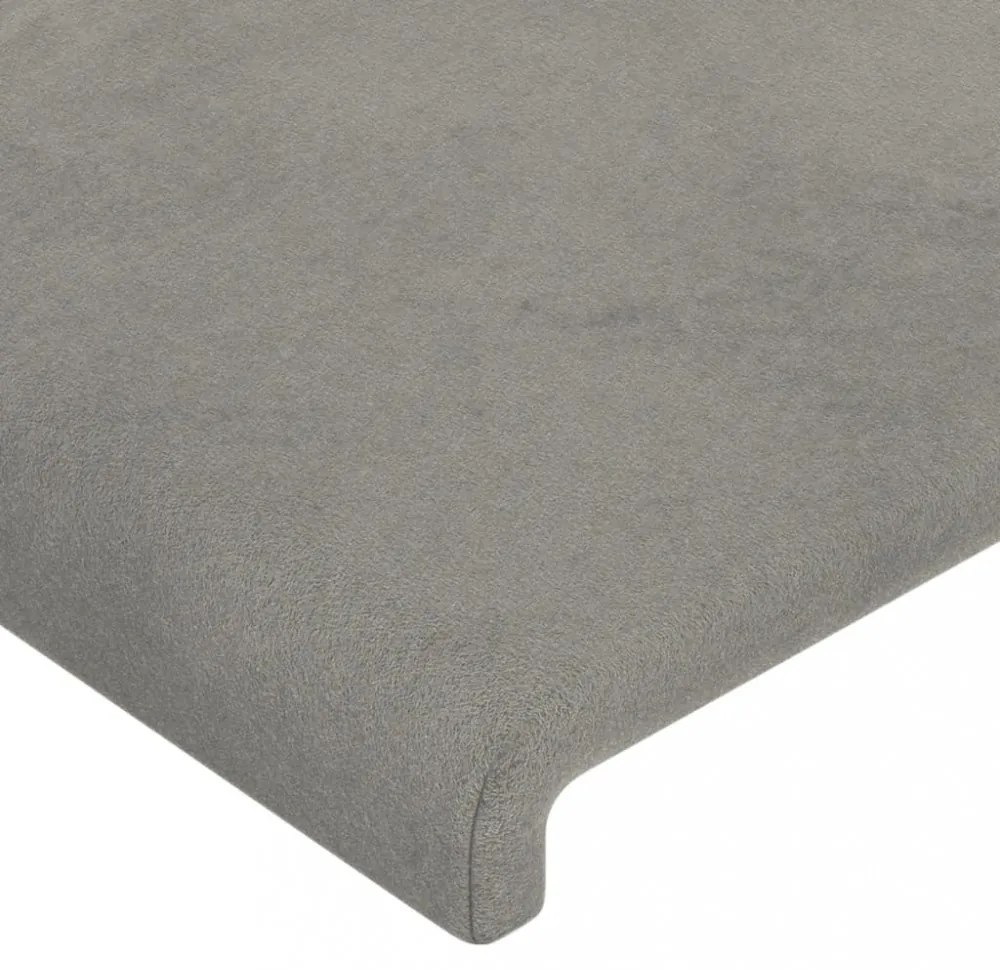 világosszürke bársony LED-es fejtámla 90x5x78/88 cm