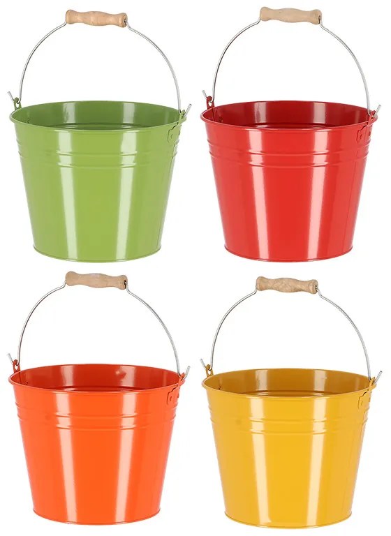 Cink kerti vödör, fa fogóval, 4,5 literes, zöld