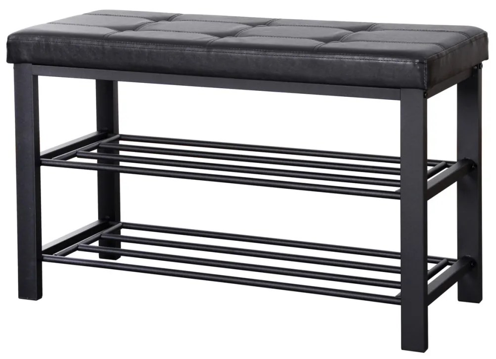 Suport pantofi cu 2 rafturi negre