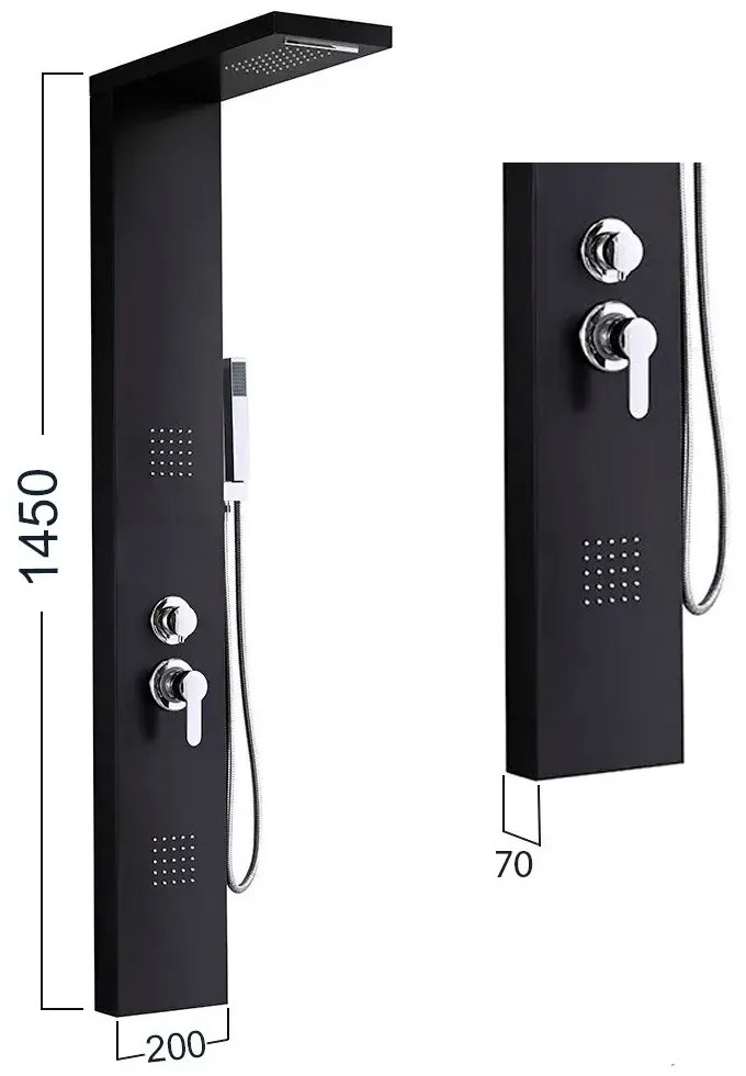 Malaga Black hidromasszázs zuhanypanel