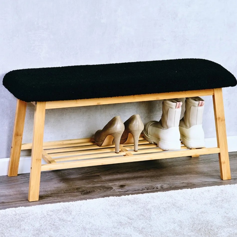 Kesper 58305 Pad, párnázott ülőfelülettel,bambusz, 90 x 34 x 45 cm