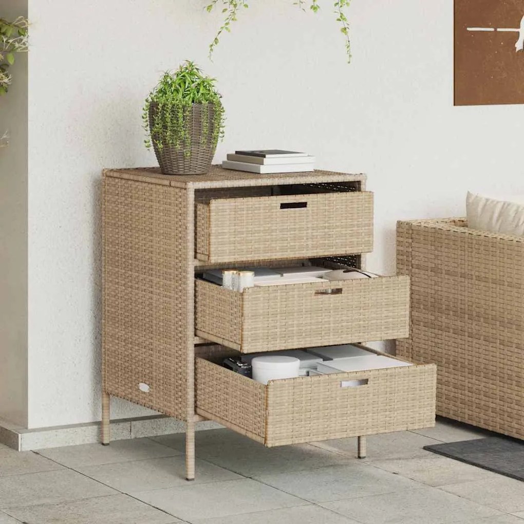 vidaXL bézs polyrattan kerti tárolószekrény 55 x 59 x 80 cm
