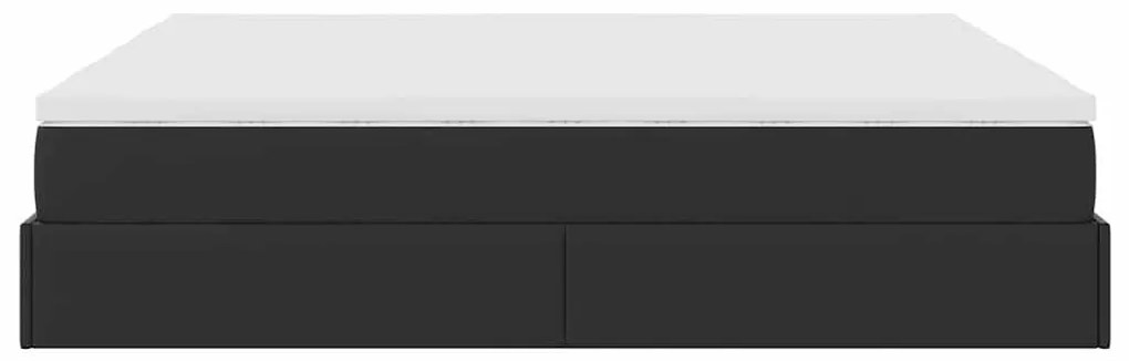 Ottomán ágykeret matracokkal Fekete 160x200cm műbőr