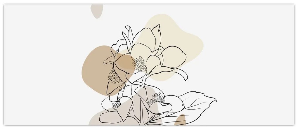 Kép - Bézs virágok pillangóval N⁰1 (120x50 cm)