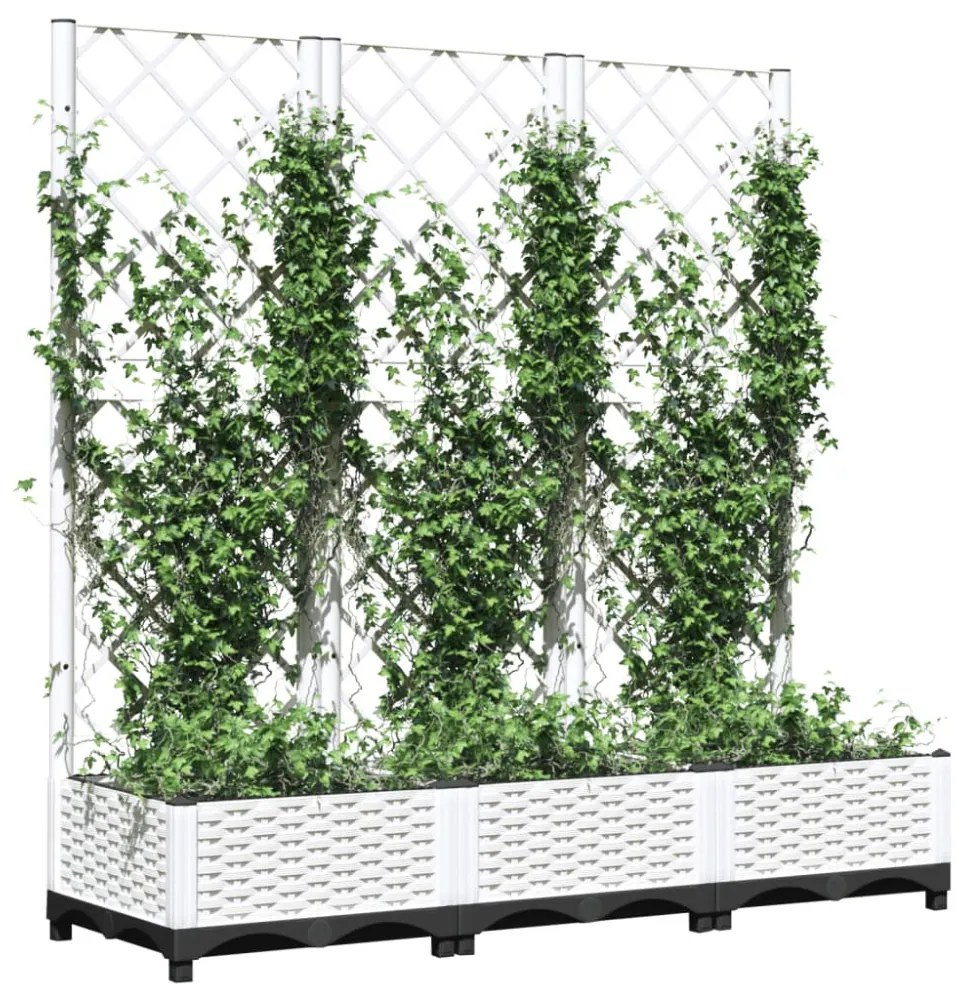 fehér kerti virágláda ráccsal 120 x 40 x 121,5 cm PP