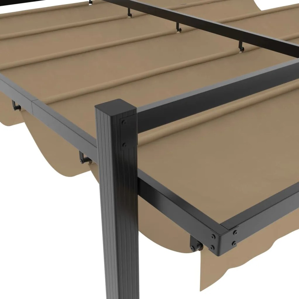 tópszínű alumínium kerti pavilon behúzható tetővel 3 x 3 m