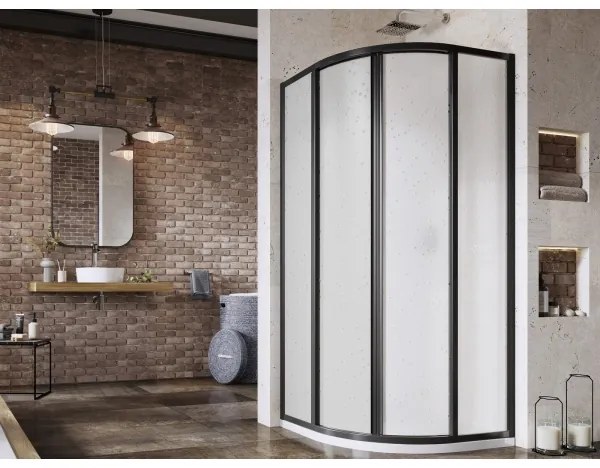 Ravak 3114O30211 - Négyrészes, negyedköríves zuhanykabin SUPERNOVA 80x80 cm fekete