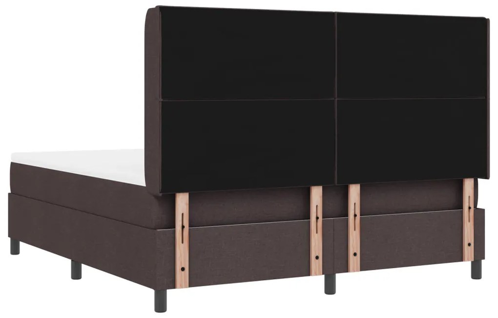 Box Spring Ágy Matraccal és LED-del, Sötét Barna 180x200 cm Szövet