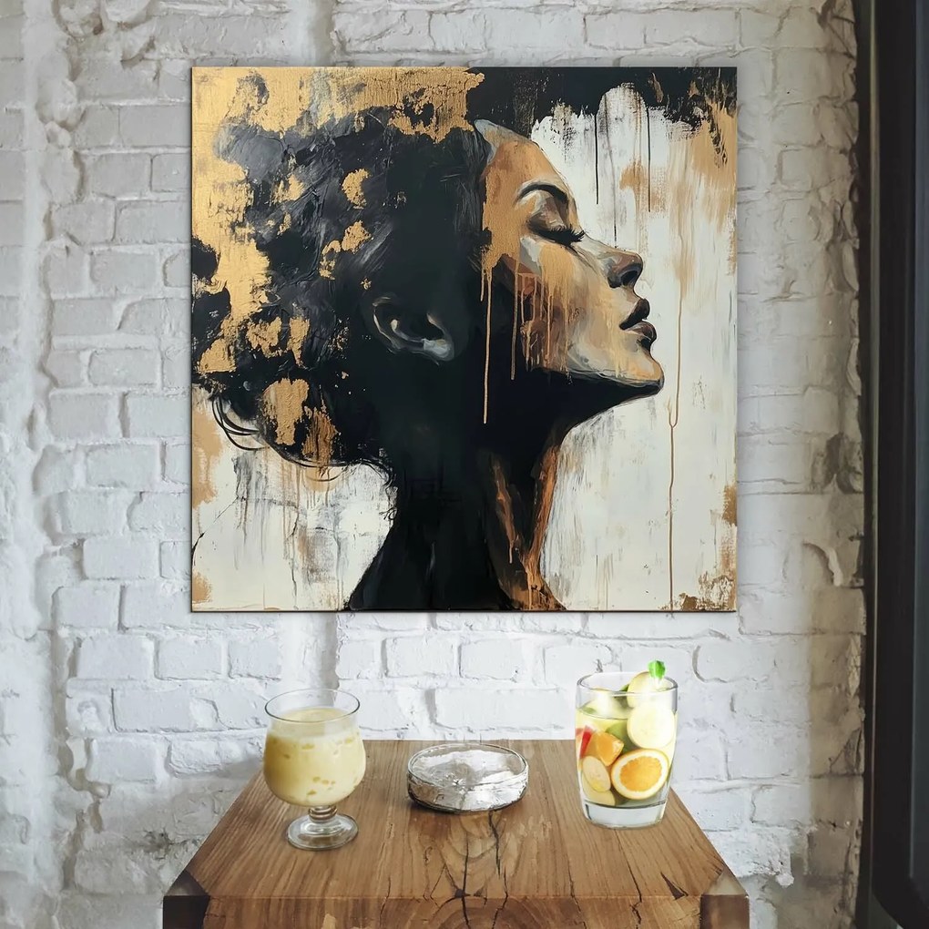 DUBLEZ | Arany kép - Női portré fából