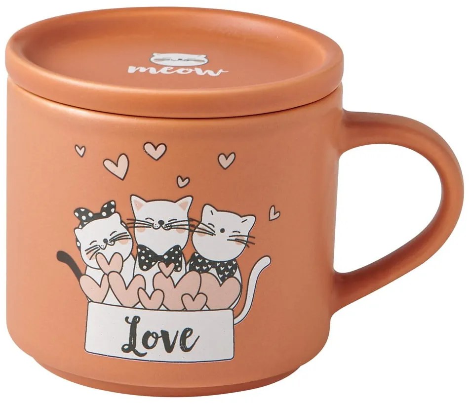 Narancssárga-bézs porcelán bögre szett 2 db-os 350 ml Cats – Brandani
