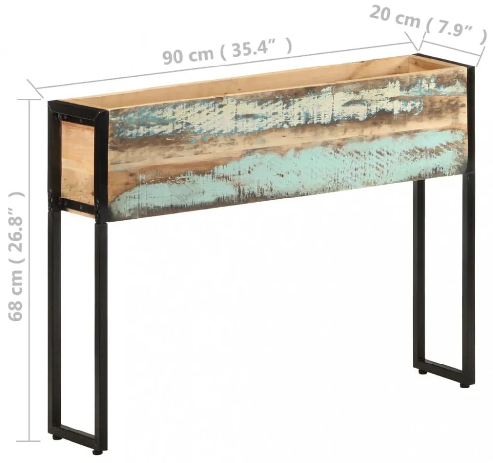 tömör újrahasznosított fa virágtartó 90 x 20 x 68 cm