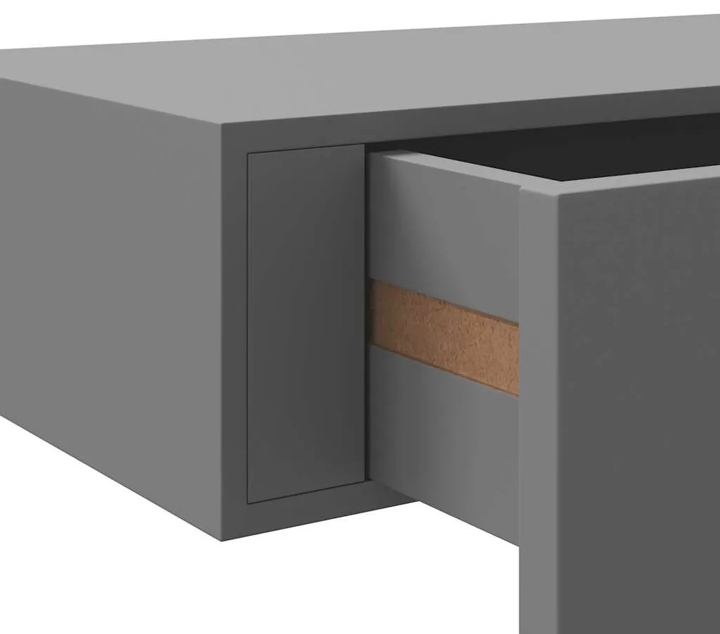 szürke MDF falra szerelhető fiókos polc 60 x 23,5 x 10 cm