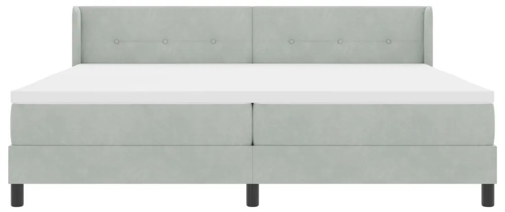 Boxspring Ágy Matrac Közép Szürke 200x200 cm Bársony