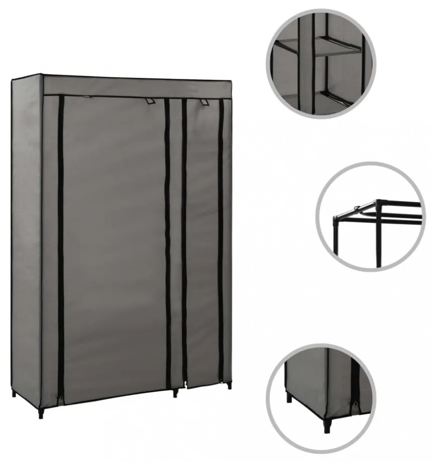 2 db szürke összecsukható szövet ruhásszekrény 110x45x175 cm