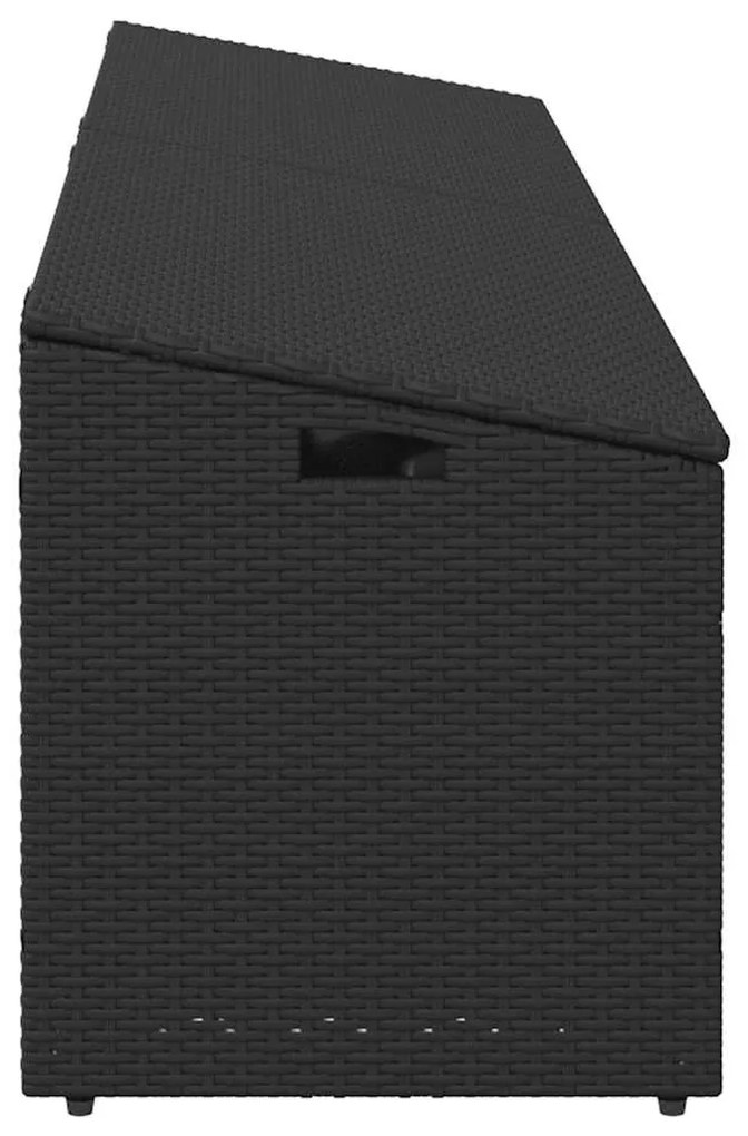 fekete polyrattan kerti tárolóláda 220x50x58 cm