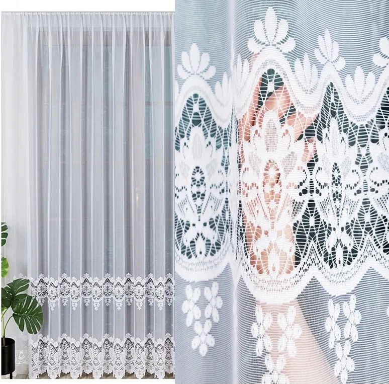 Daria jacquard függöny mintás 018982 magasság 250cm, fehér színben (méterenként)