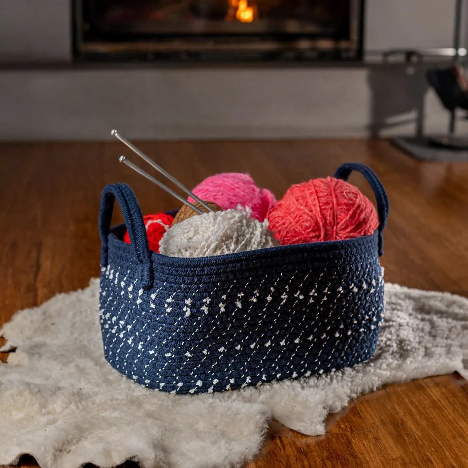Altom Dark blue pamut szögletes kosár, 21 x 31 x 16 cm, S