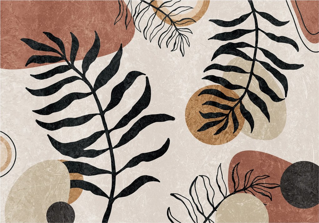 Tapéta Absztrakt boho levelek Japán skandináv stílus 250x175 +ragasztó