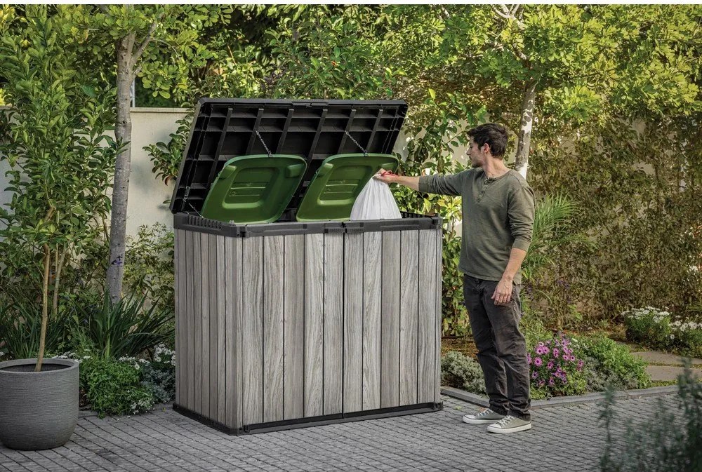 Szürke műanyag kerti tárolódoboz Deco – Keter