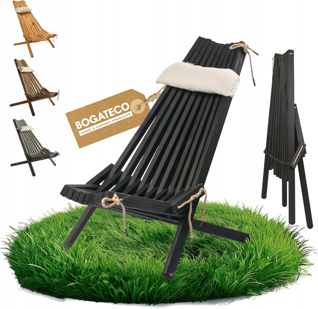 Napozóágy Fa Összecsukható Fotel Vízálló Párna Eredeti Fekete