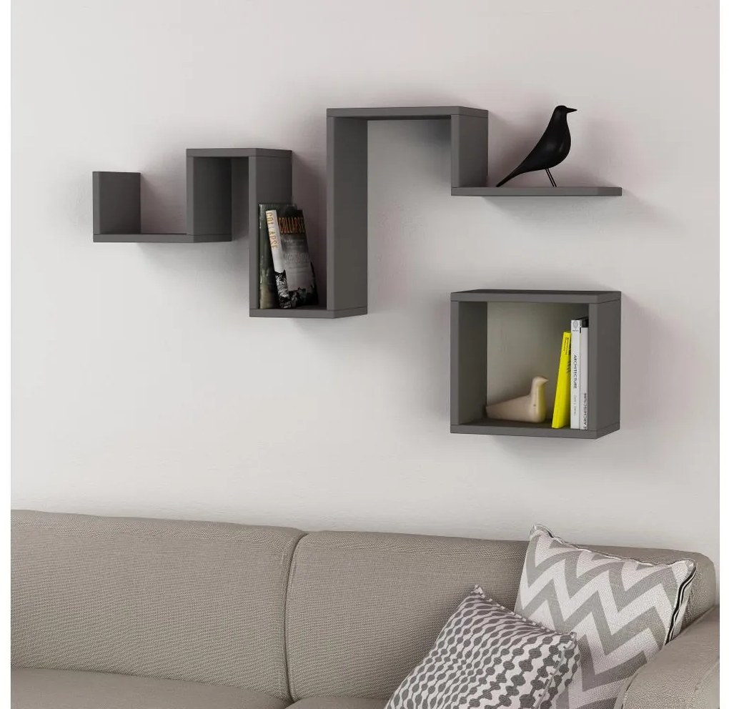 KÉSZLET 2x Fali polc FOLLOW antracit