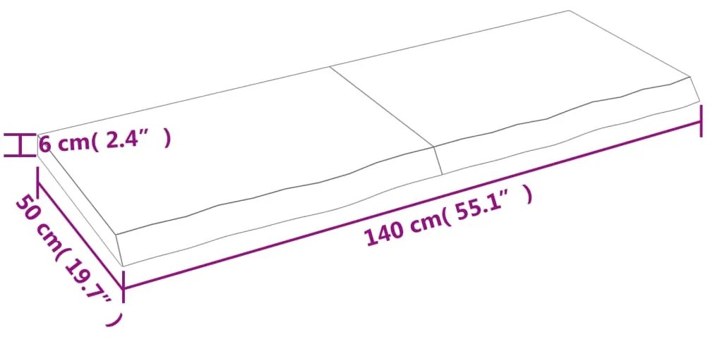 világosbarna kezelt tömör tölgyfa fali polc 140 x 50 x (2-6) cm