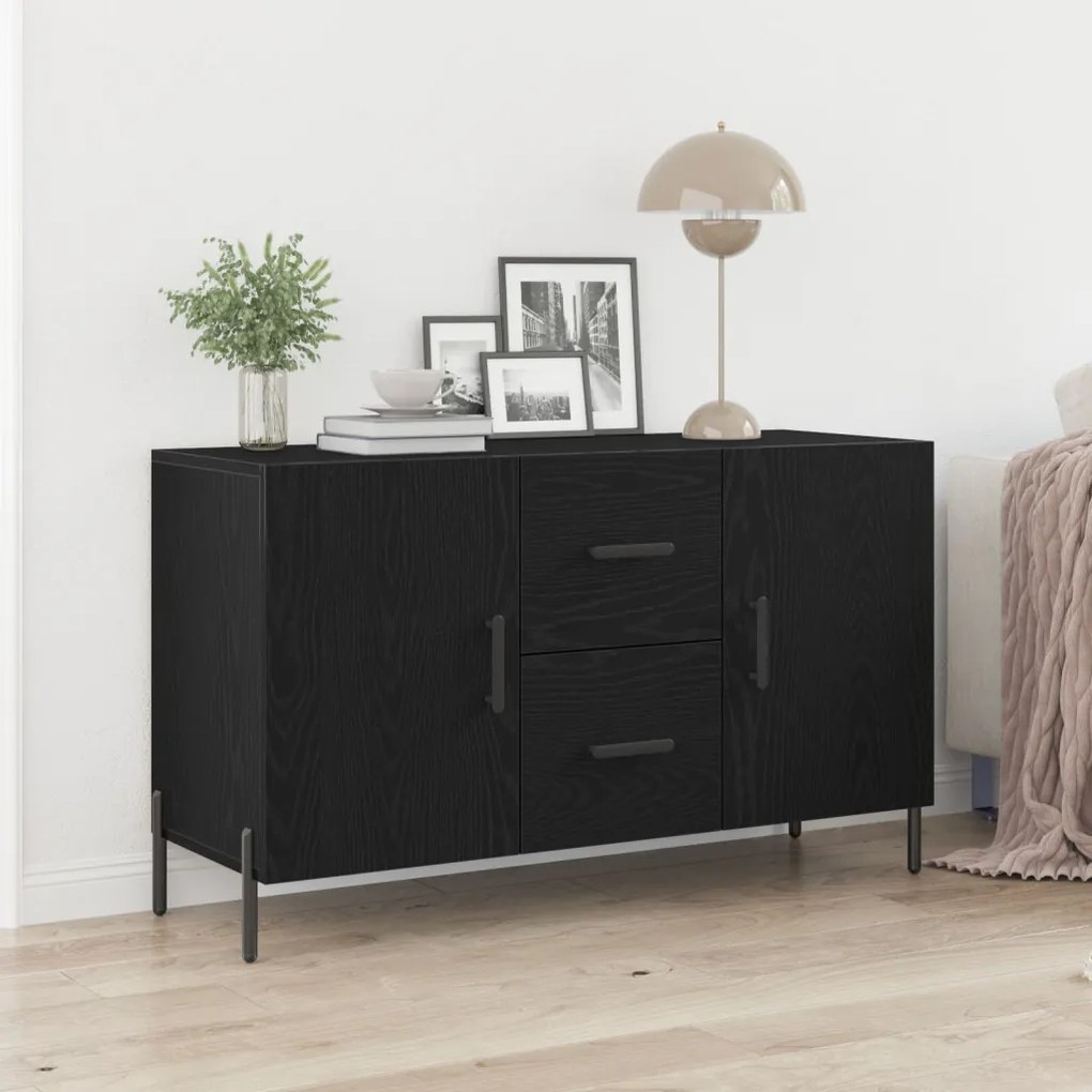 Fekete Tölgy Oldalszekrény 100x36x60 cm Mérnöki Fa