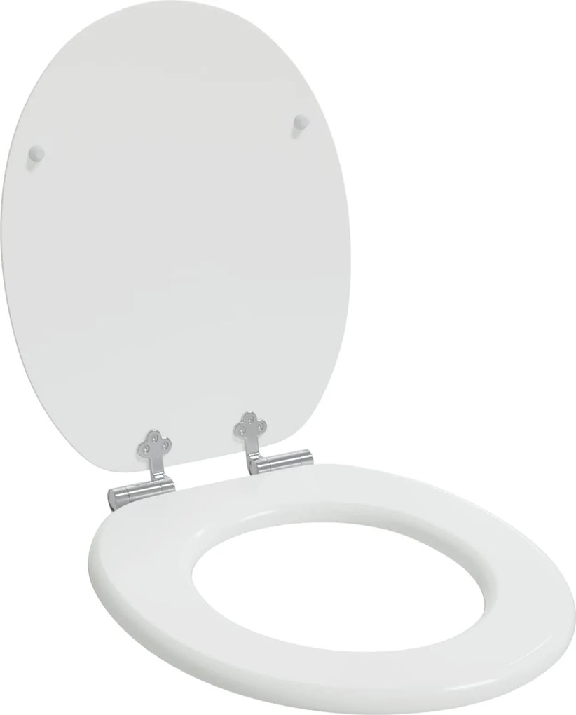 vidaXL Lágy záródású WC ülőke Fehér 44 x 38 cm MDF lap