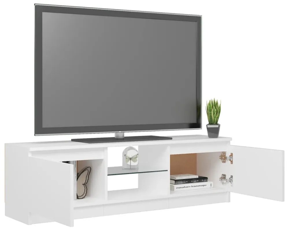 fehér TV-szekrény LED lámpákkal 120 x 30 x 35,5 cm