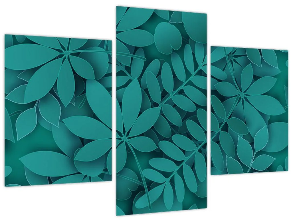 Kép - Türkiz levelek (90x60 cm)