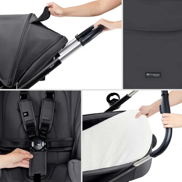 KINDERKRAFT - Kombinált babakocsi 2in1 NEA 2 Sötét szürke