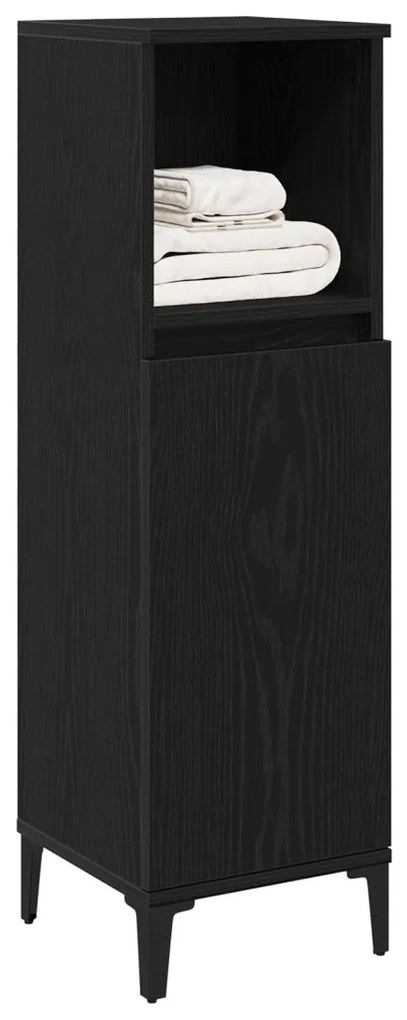 Fürdőszoba Szekrény Fekete Tölgy 30x30x100 cm Műanyag Fa