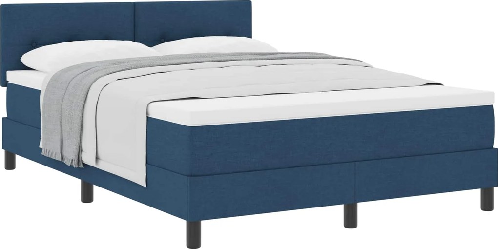 vidaXL Boxrugós ágy matracmal fejtámlával Kék 160 x 200 cm szövet