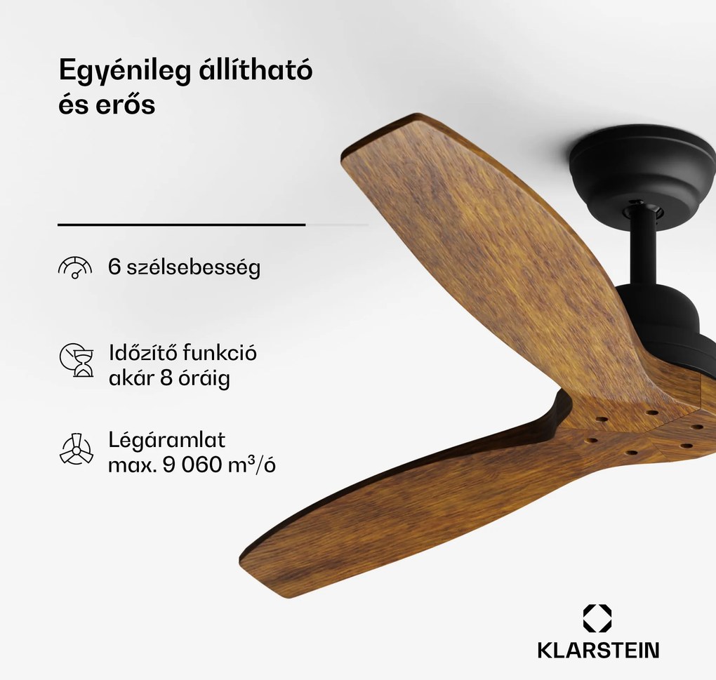 Santa Elena 52" Smart , Ø 132 cm mennyezeti ventilátor, 9 060 m³/ó, valódi fa lapátok, 6 sebesség beállítás, távirányító