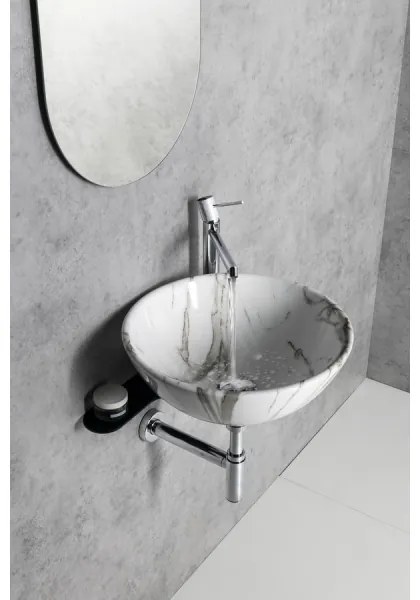 Sapho - DALMA ráépített mosdó, átmérő 42 cm, kerámia/Carrara/fehér