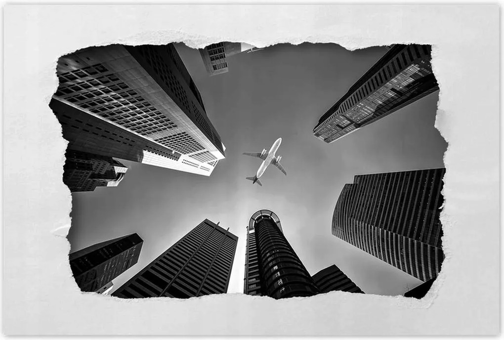 Poszterek 120x80 Repülőgép a város felett