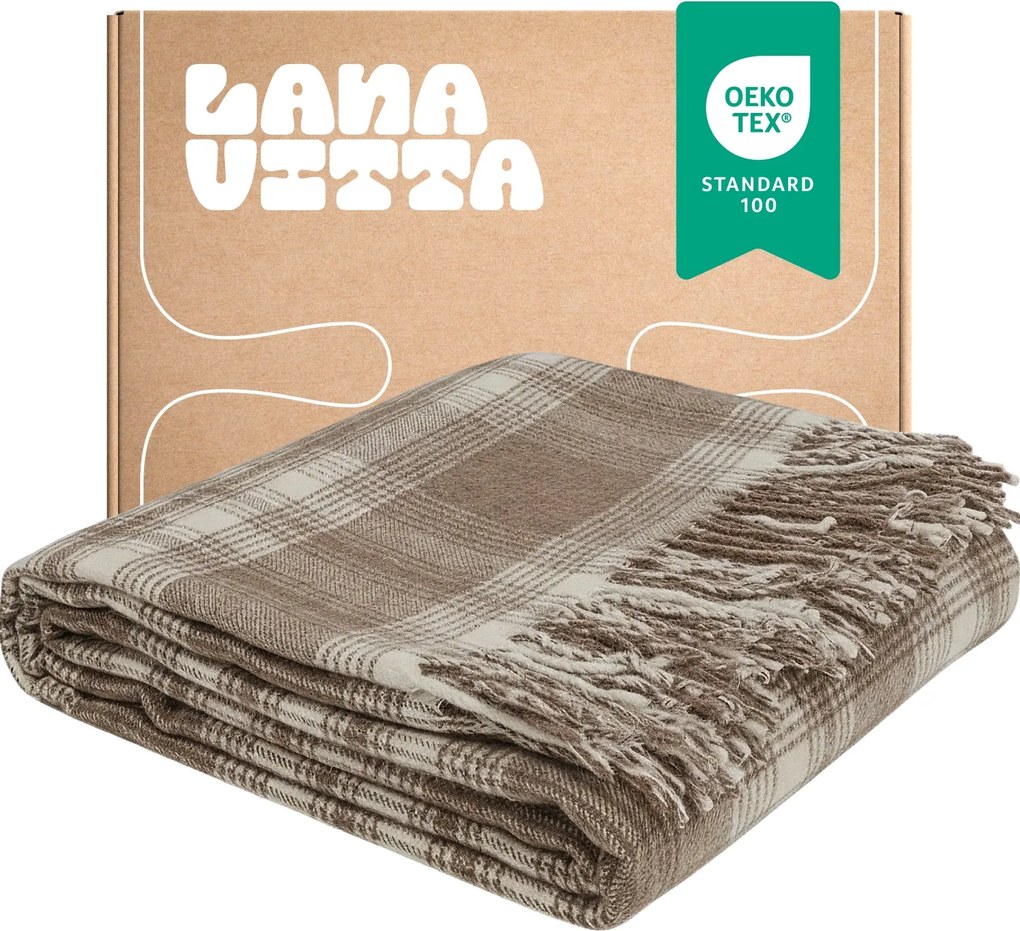 Félgyapjú takaró Vintage Ágytakaró Pléd Barna 140х200 cm