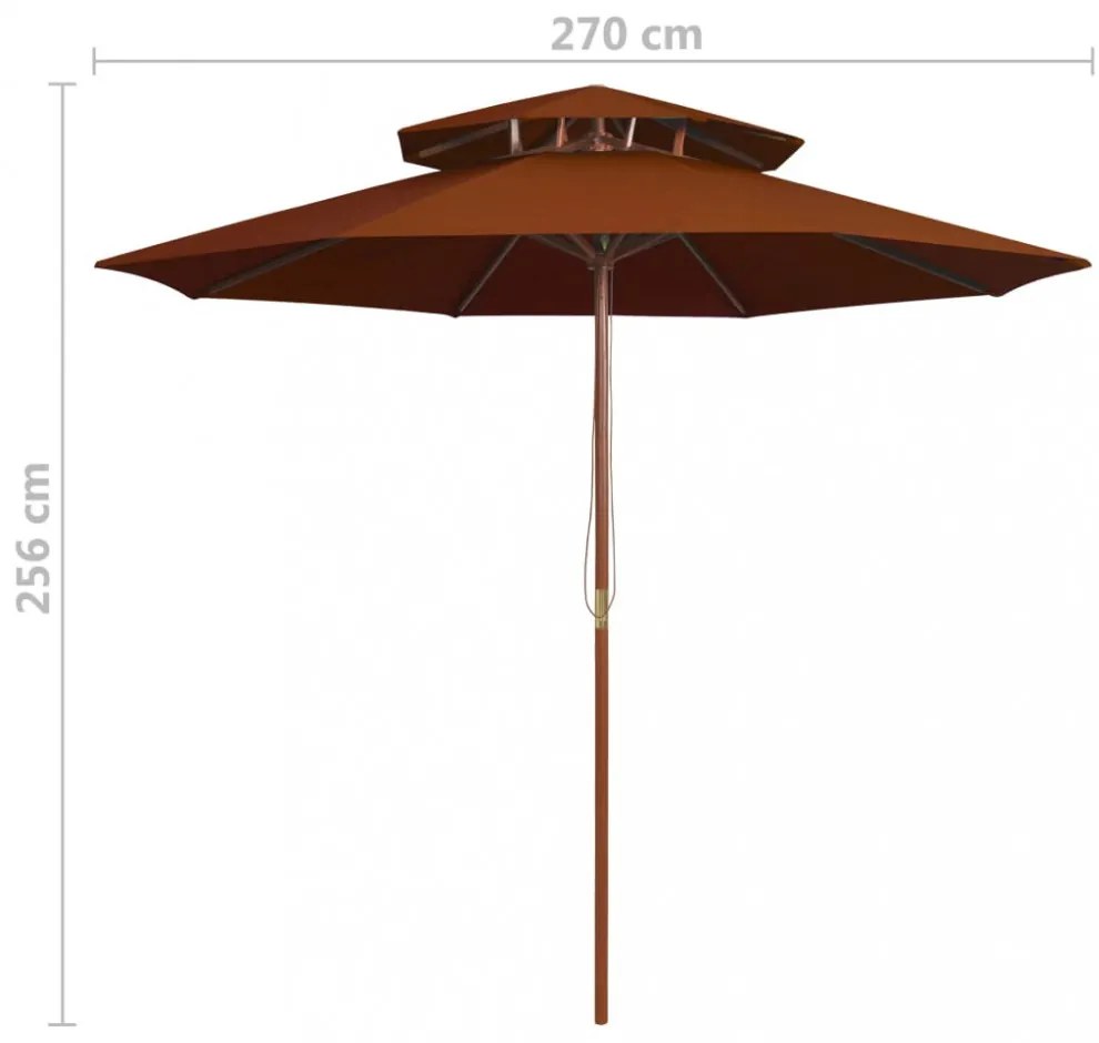 terrakotta kétszintes napernyő farúddal 270 cm