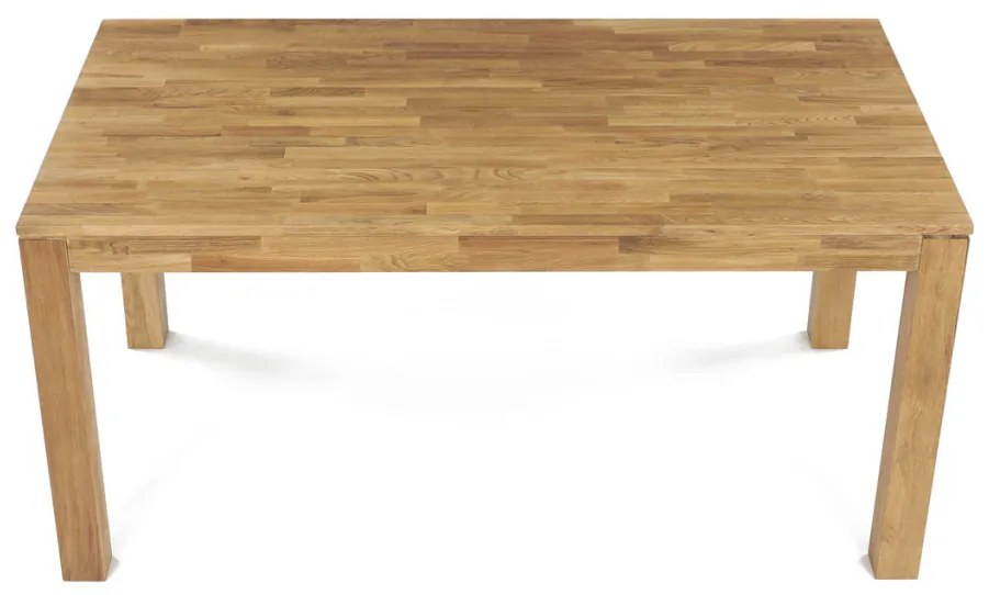 Étkezőasztal 160x90x75, tömör fehér tölgy, olajos felületkezelés, 8x8 cm-es lábak