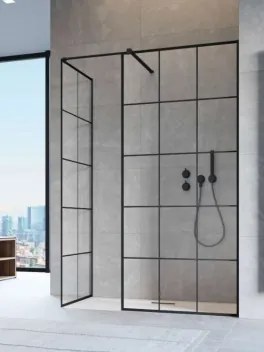 Modo New Black III Factory Walk-in fekete zuhanyfal 100+130