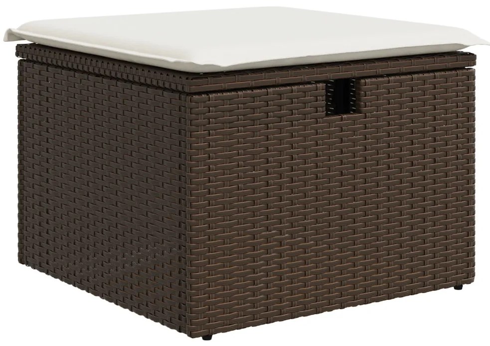 8 Részes Kerti Kanapészett Párnákkal Barna Poly Rattan