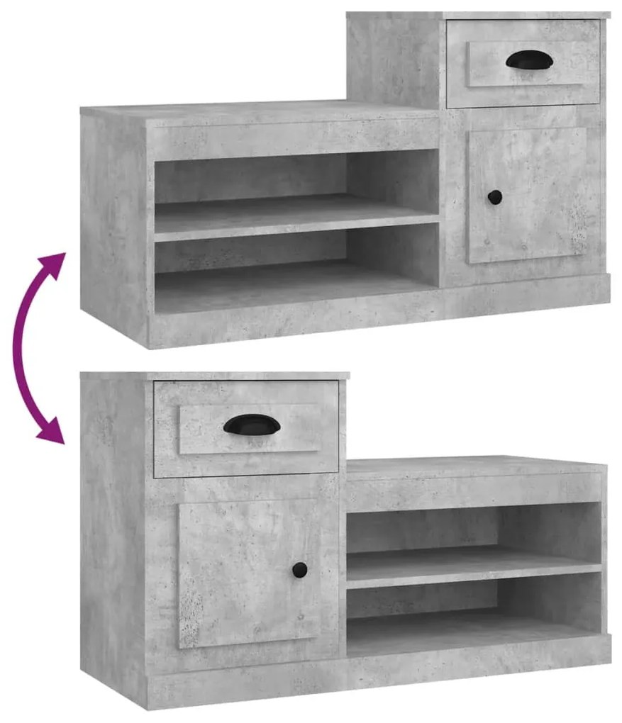 betonszürke szerelt fa cipőszekrény 100 x 42 x 60 cm