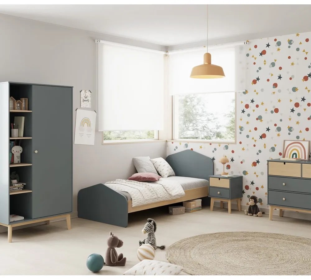 Szürkészöld gyerek éjjeliszekrény Estefania – Marckeric