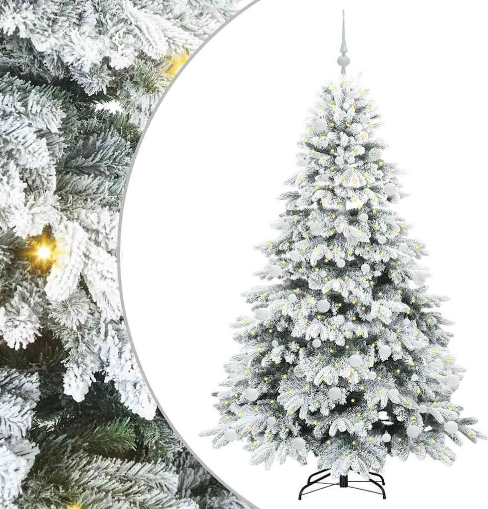 vidaXL Mű karácsonyfa 300 LED-del állvánnyal Fehér 180 cm PE és PVC
