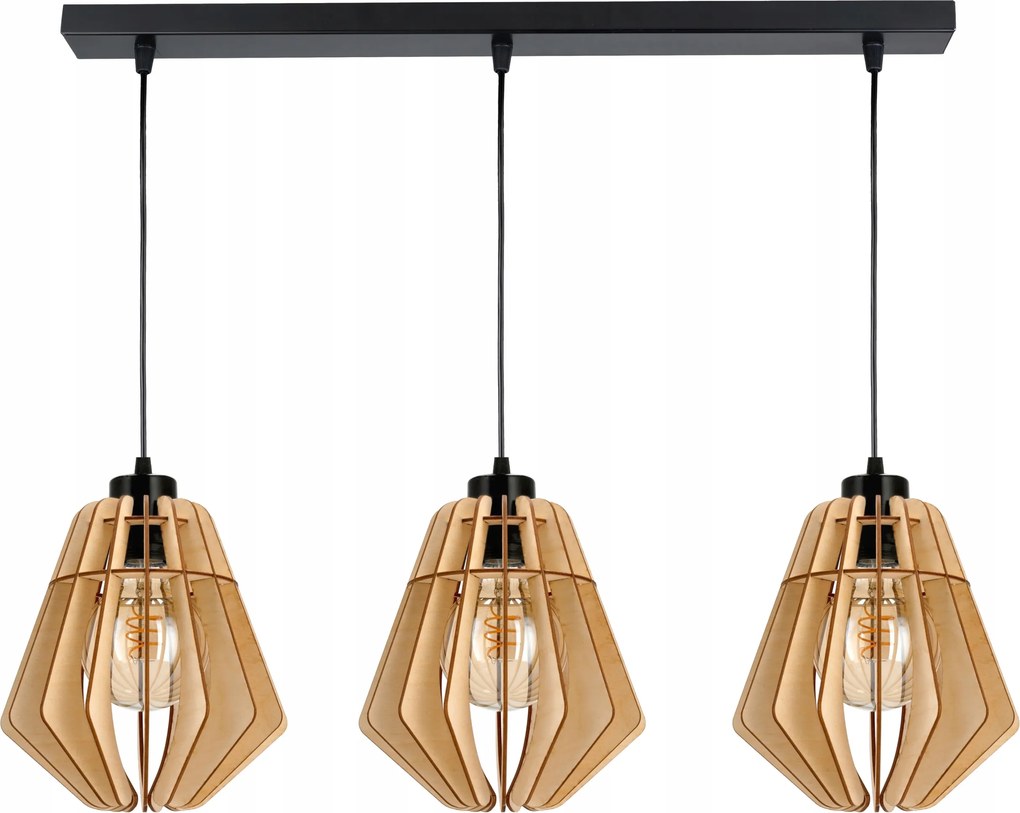 Mennyezeti lámpa függeszték túlnyúlás Loft fa 3x E27