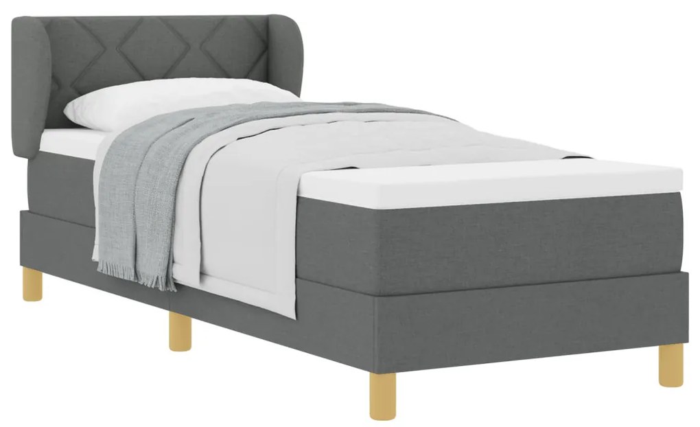 Boxspring Ágy Matraccal Sötétszürke Színben, 80x200 cm, Szövet