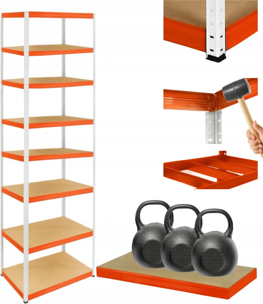 Tárolószekrény fém állvány Helios 270x120x35cm 8Px350kg Tömör Magas