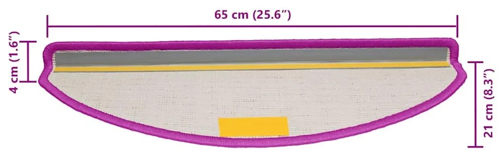 30 db lila, félkör alakú, nagy lépcsőszőnyeg 65 x 21 x 4 cm