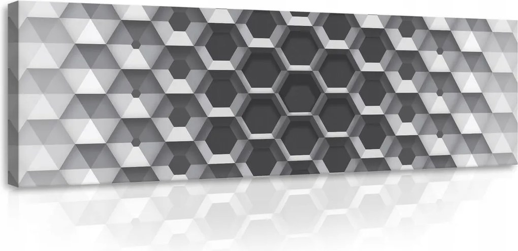 Vászonkép 145x45 Absztrakt geometrikus 3D szürke fehér minimalizmus textúra