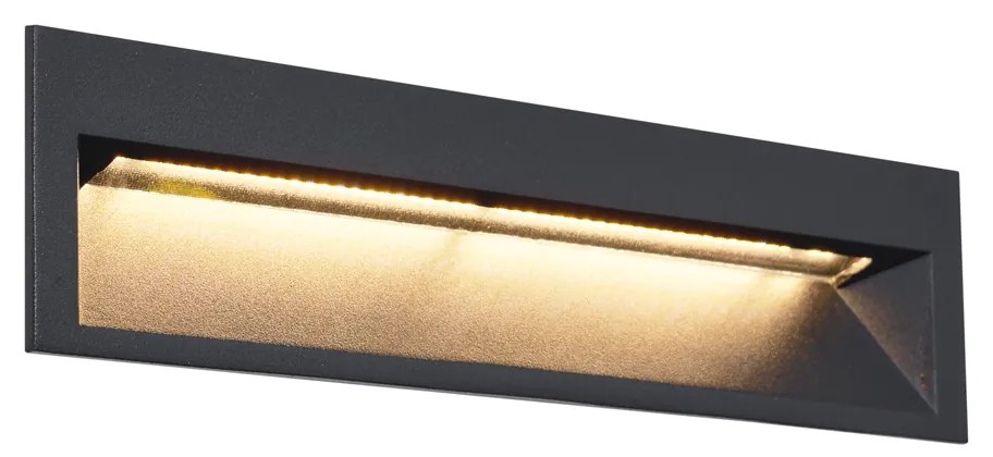 Modern süllyesztett fali lámpa fekete 28 cm LED-del IP65 - Mert